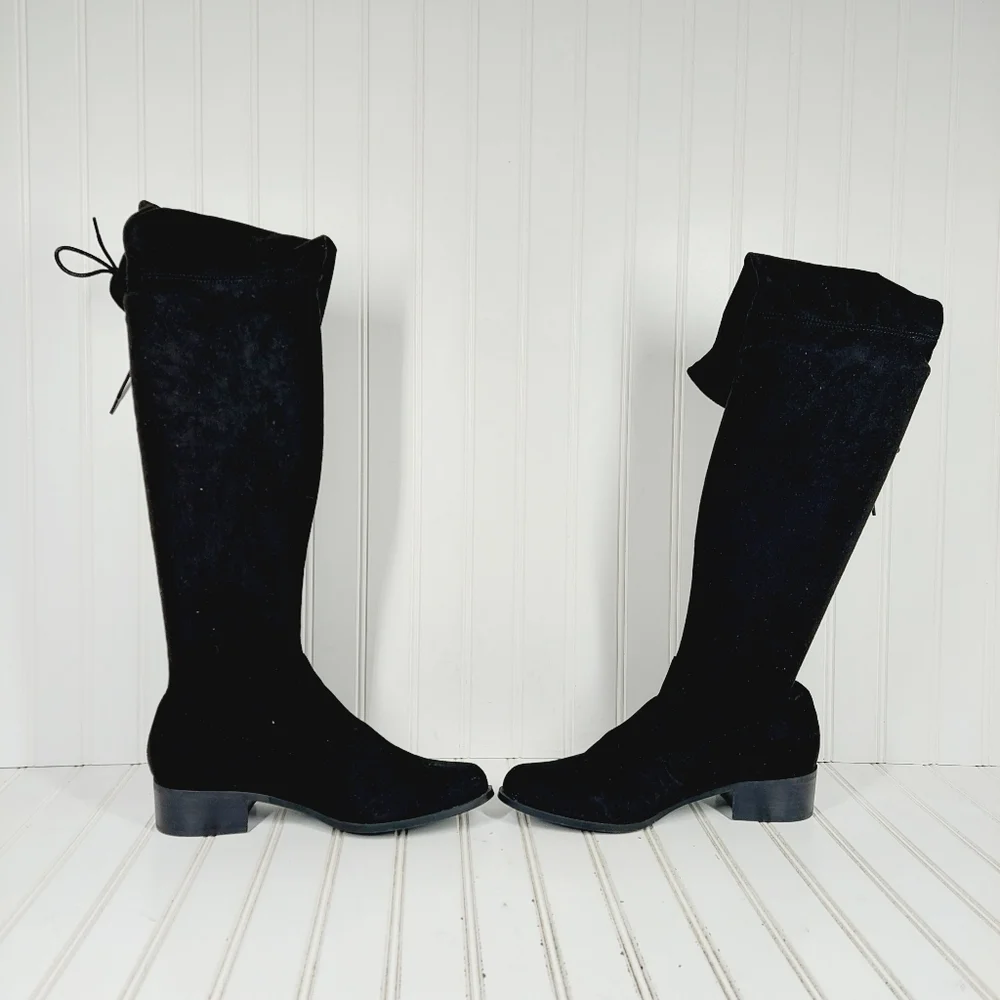 NEW Charles David Gammon Black Textule Block Heel Over-The-Knee Boots M313